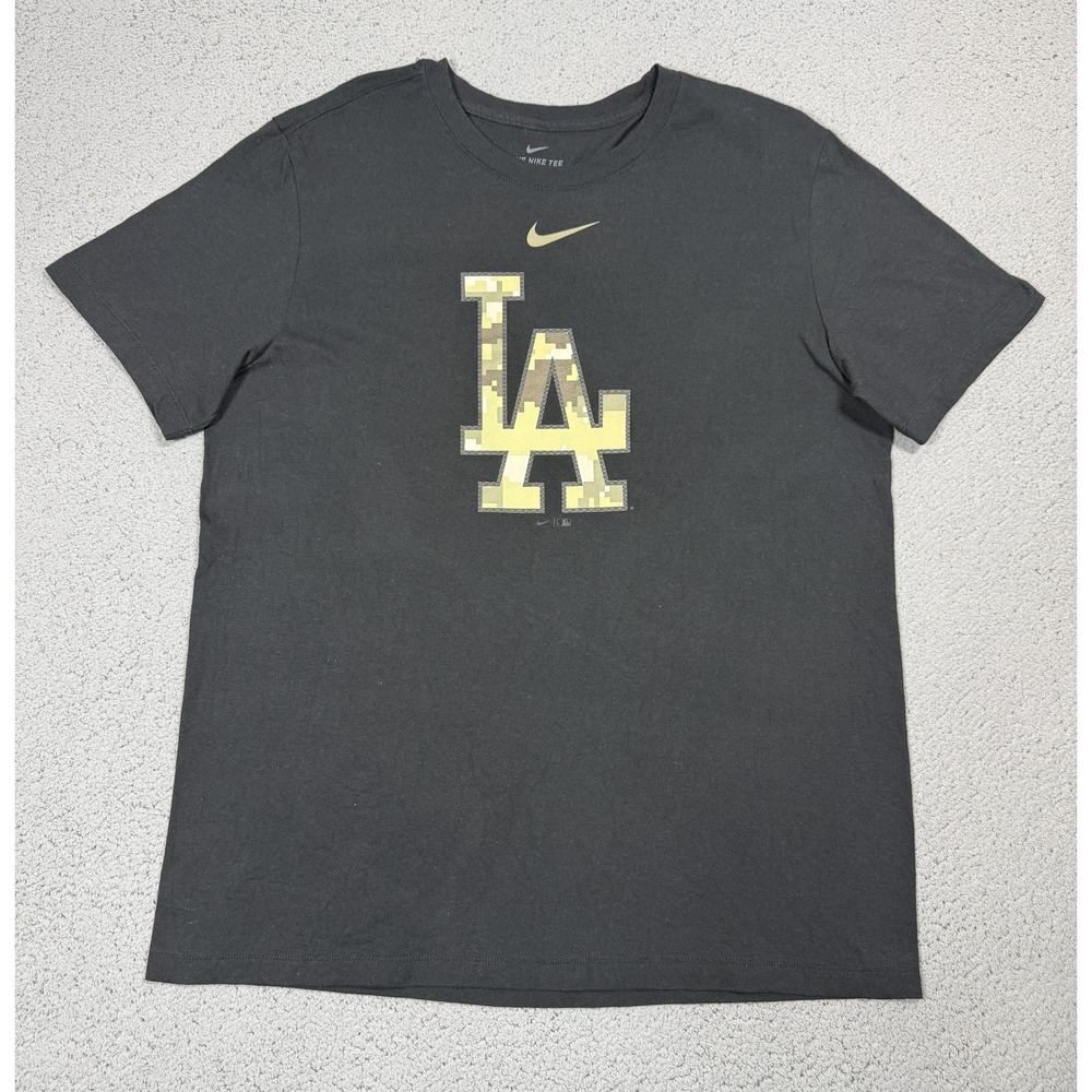 Nike Los Angeles Dodgers Shirt Mens Large Black MLB Baseball The‎ Nike Tee Logo